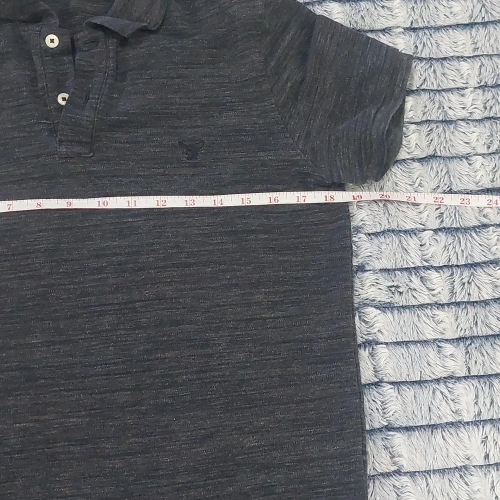 American Eagle Men's Dark Gray Marled Polo Shirt Medium?‎